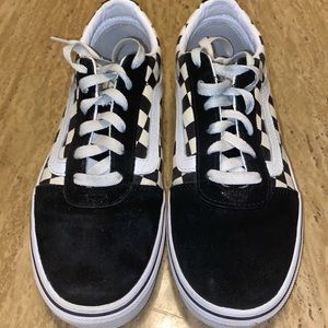 Black checkered Vans